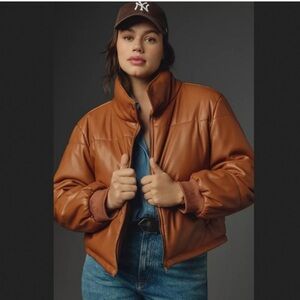 Anthropologie Brown  Faux Leather Jacket